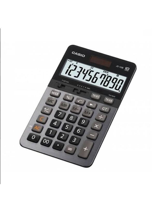 Casio 10 Digit Office Calculator, JS-10B, Black/Grey