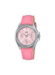 Casio Enticer Analog Watch for Women with Leather Band, Water Resistant and Chronograph, LTP-2088L-4A2VDF, Pink