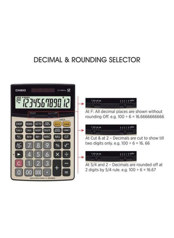 Casio Desktop Calculator, DJ-220D Plus, Grey/Black