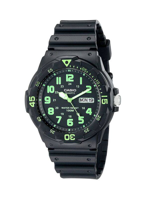 

Casio Youth Series Analog Watch for Men with Resin Band, Water Resistant, MRW-200H-3BV, Black/Green