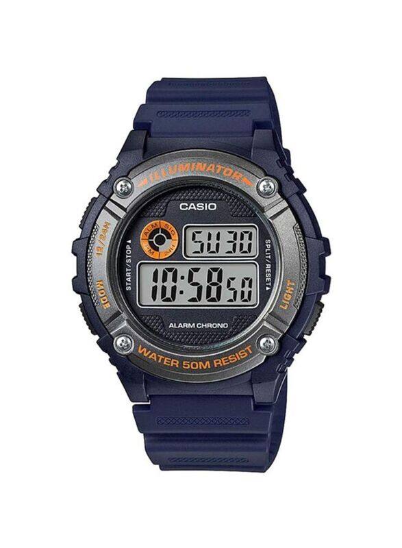 

Casio Youth Digital Wrist Watch for Men with Resin Band, Water Resistant, W-216H-2BVDF, Blue-Black/Grey