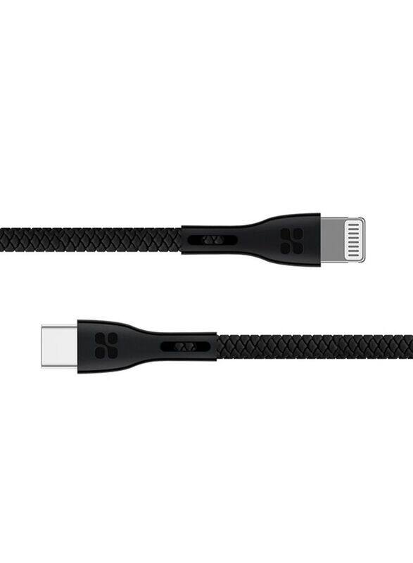 Promate 1.2 Meters USB-C to Cable, Ultra-Fast 3A Apple MFi Certified USB Type-C to Lightning Sync and Charge Cord with Tangle-Free Cable, PowerLink, Black