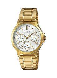 Casio Analog Watch for Women with Stainless Steel Band, Water Resistant & Chronograph, LTP-V300G-7A, Gold-White