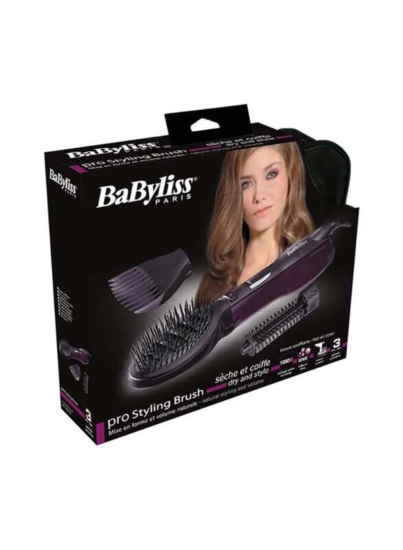 Babyliss Portable Hair Brush for All Hair Types, Purple/Black