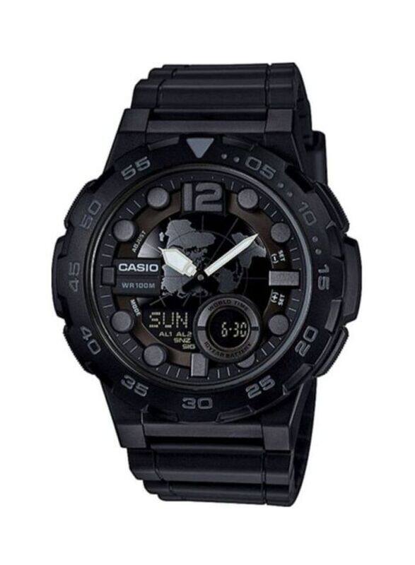 

Casio Youth Analog + Digital Watch for Men with Resin Band, Water Resistant, AEQ-100W-1BVEF, Black-Black/Grey