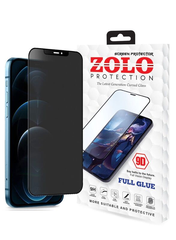 Zolo Apple iPhone 13 Mini Anti-Spy Matt 9D Mobile Phone Tempered Glass Screen Protector, Black