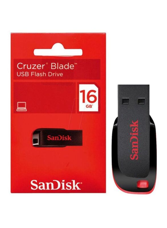 SanDisk 16GB Cruzer Blade USB Flash Drive, Black/Red