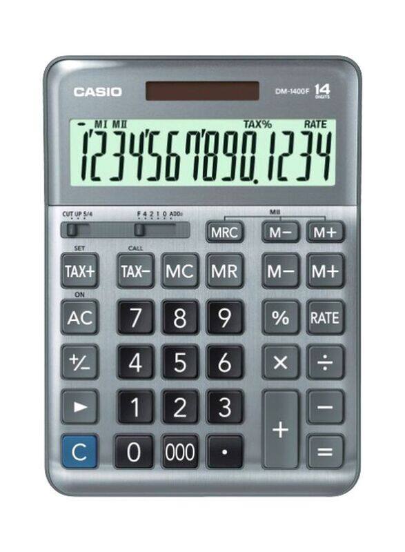 Casio 12-Digits Electronic Calculator, DM-1400F-W-DP, Silver