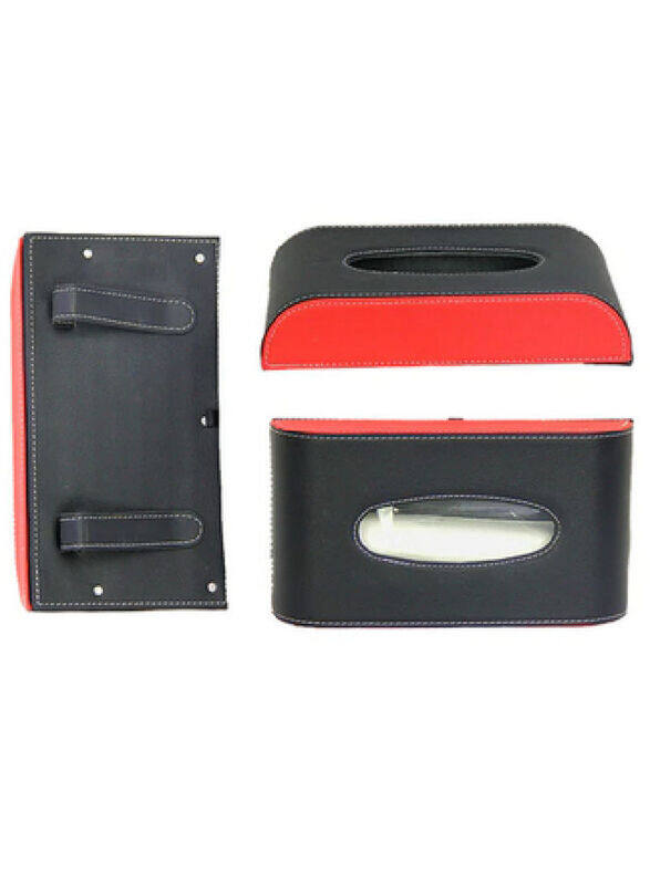 

Generic PU Leather Car Tissue Box, Black/Red