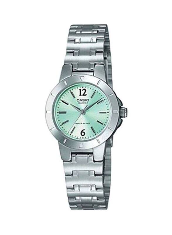 

Casio Analog Watch for Women with Stainless Steel Band, Water Resistant, LTP 1177A - 3A, Silver/Mint Green