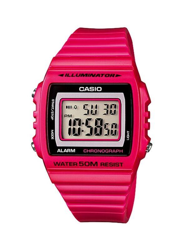 

Casio Classic Digital Wrist Watch Unisex with Resin Band, Water Resistant, W-215H-4AVDF, Pink-Grey