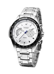 Curren Analog Watch for Men with Stainless Steel Band, Water Resistant & Chronograph, 8020, Silver