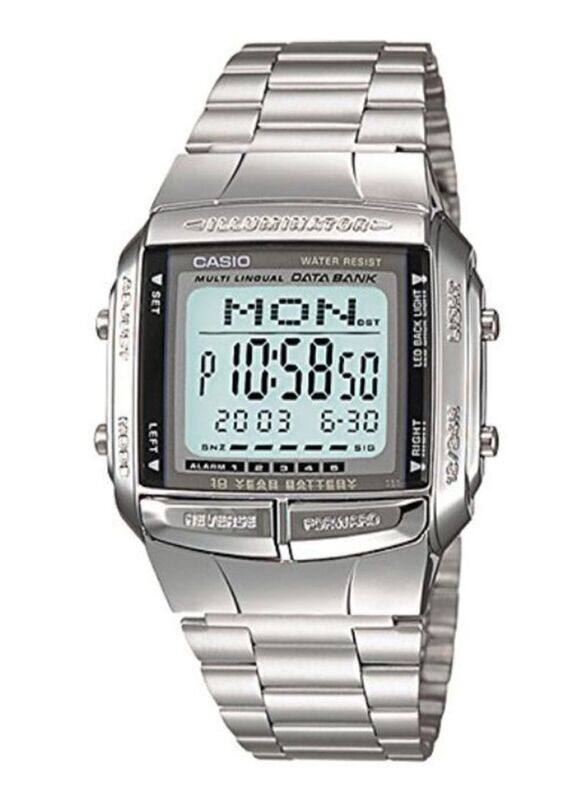 

Casio Digital Watch for Men with Stainless Steel Band, Water Resistant, DB360-1A, Silver/Grey