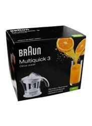 Braun Multiquick 3 Citrus Juicer, 20W, MPZ9, White/Clear
