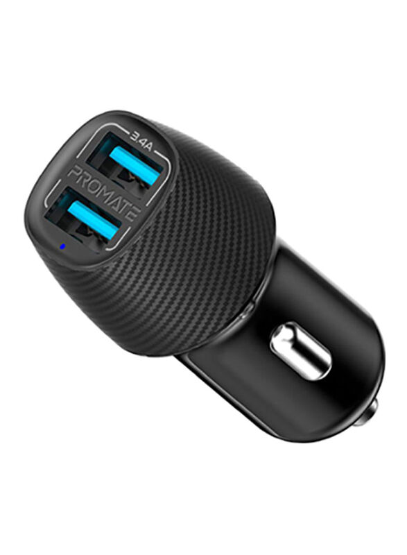 

Promate Universal Compact 3.4A Fast Charging Car Adapter, Black