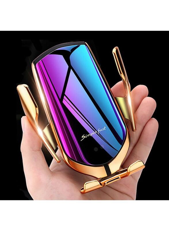 Clamping Wireless Car Charger, Gold/Black