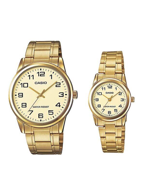 

Casio Analog Unisex Watch with Stainless Steel Band, MTP/LTP-V001G-9BUDF, Gold