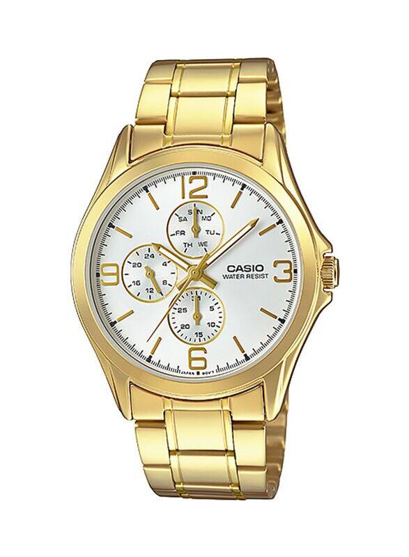 

Casio Dress Analog Watch for Men with Stainless Steel Band, MTP-V301G-7AUDF, Gold/Multicolour