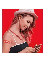 Lenovo HE05 Neckband Wireless In-Ear Noise Cancelling Earphones, Red