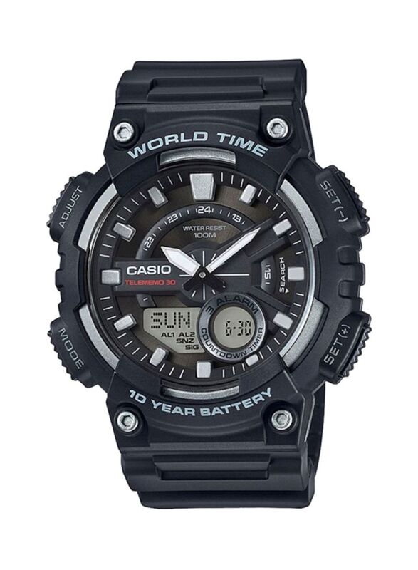 

Casio Youth Analog + Digital Watch for Men with Silicone Band, Water Resistant, AEQ-110W-1AVDF, Black/Multicolour