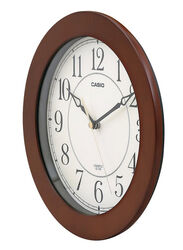 Casio IQ-126-5DF Round Shaped Analog Wall Clock, Brown/White/Black