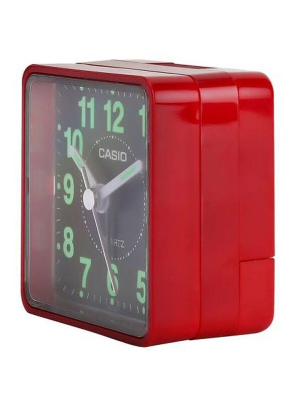 Casio TQ-140-4DF Analog Alarm Desk Clock, Red/Black/Green