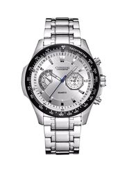 Curren Analog Watch for Men with Stainless Steel Band, WT-CU-8020-W#D1, Silver