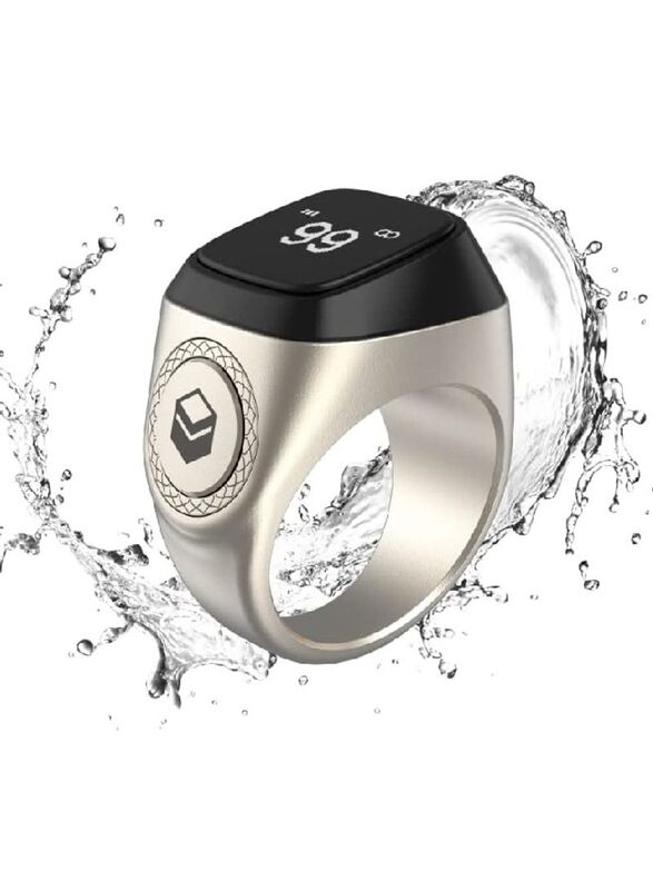 Iqibla Tasbih Zikr Aluminium Smart Ring for Men, 18mm, Silver