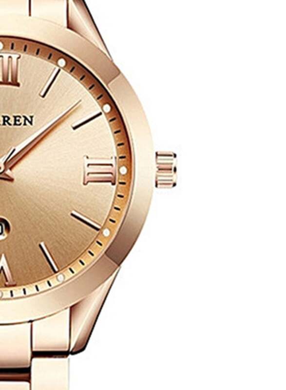 Curren Analog Wrist Watch for Women with Stainless Steel Band, Water Resistant, Rose Gold-Rose Gold