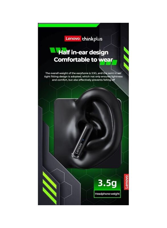 Lenovo Thinkplus Live Pods XT81 TWS Bluetooth Gaming Earphones with Mic, Black