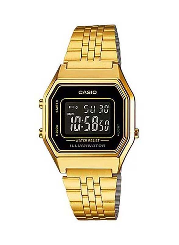 

Casio Vintage Series Wrist Digital Watch for Women with Stainless Steel Band, Water Resistant, LA680WGA-1BDF, Gold-Black