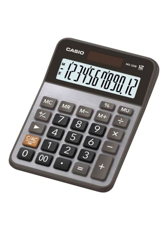 Casio 12-Digits Desktop Calculator, MX-120B, Silver/Grey/Black