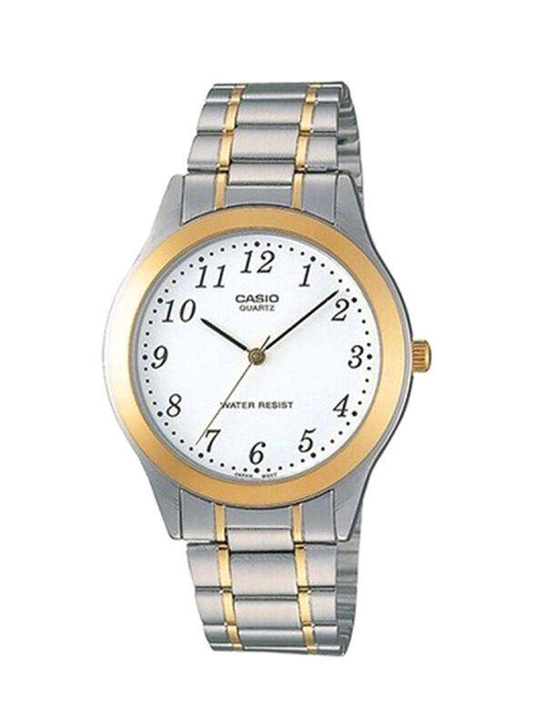

Casio Analog Watch for Men with Stainless Steel Band, Water Resistant, MTP-1128G-7BRDF, Multicolour/White