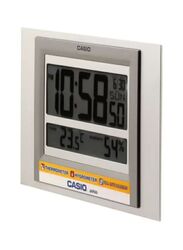 Casio ID-16S-8DF Rectangle Shaped Digital Wall Clock, Silver/Grey