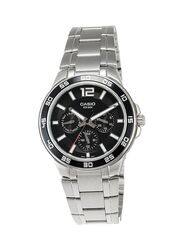 Casio Enticer Analog Watch for Men with Stainless Steel Band, Water Resistant & Chronograph, MTP-1300D-1AVDF (CN), Silver/Black
