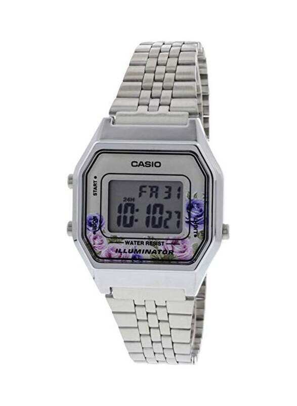 

Casio Digital Watch for Women with Stainless Steel Band, Water Resistant, LA680WA-4CDF, Silver-Grey