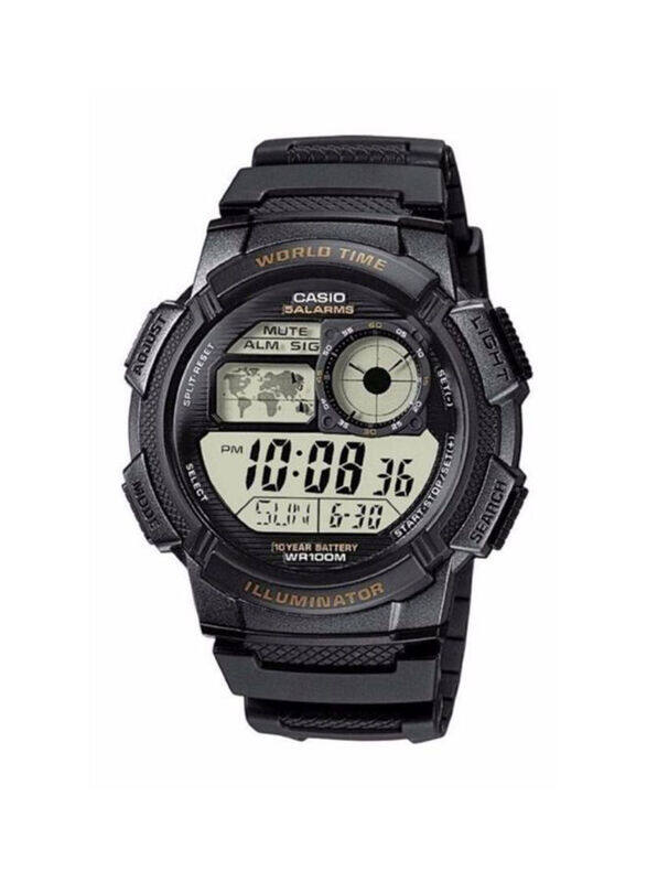 

Casio Youth Series Digital Watch for Men with Resin Band, AE-1000W-1AVDF, Black/Multicolour