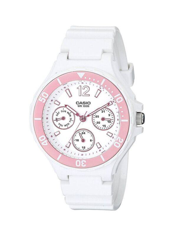 

Casio Classic Analog Watch for Women with Plastic Band, Water Resistant and Chronograph, LRW250H-4A, White