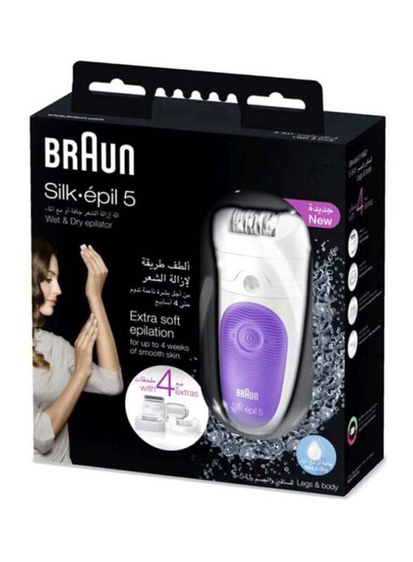 Braun Silk-Epil 5 Wet & Dry Cordless Epilator, SE-5541, White/Purple