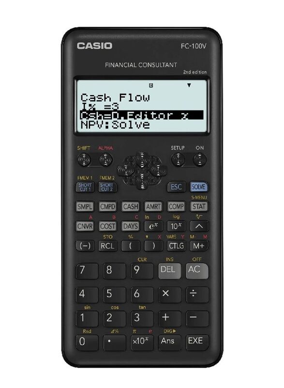 Casio Second Edition Financial Calculator, FC-100V-2, Black