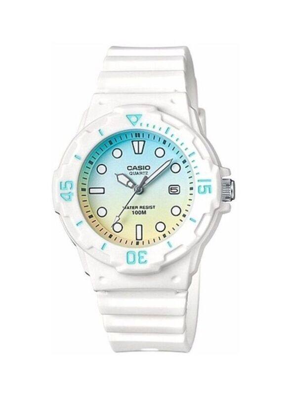 

Casio Formal Analog Watch for Women with Resin Band, Water Resistant, LRW200H-2E2, White/Yellow-Blue