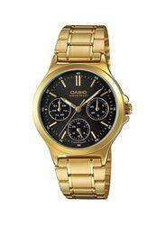 Casio Analog Quartz Watch for Women with Stainless Steel Band, Water Resistant and Chronograph, LTP-V300G-1AUDF, Gold-Black