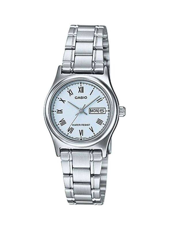 

Casio Dress Analog Watch for Women with Stainless Steel Band, Water Resistant, LTP-V006D-2BUDF, Silver-White