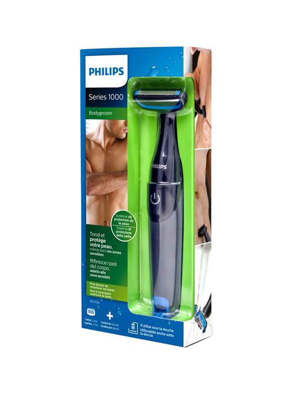 Philips Battery Operated Body Groomer, BG1024, Black/Blue