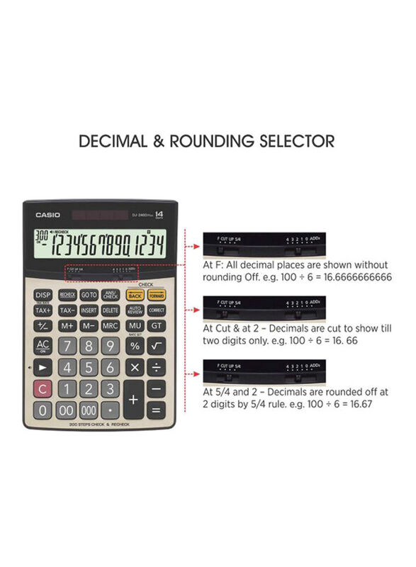 Casio 14-Digits Desktop Calculator, DJ-240D Plus, Silver/Black