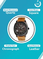 Curren Renewed Analog Watch for Men with Leather Band, Water Resistant, 8139, Brown/Black