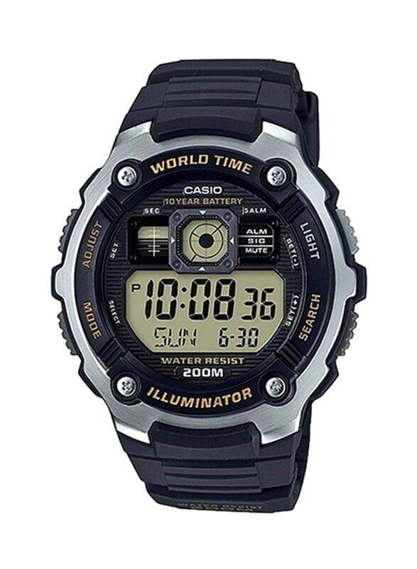 

Casio Youth Series Digital Watch for Men with Resin Band, Water Resistant, AE-2000W-9AVEF, Black/Multicolour