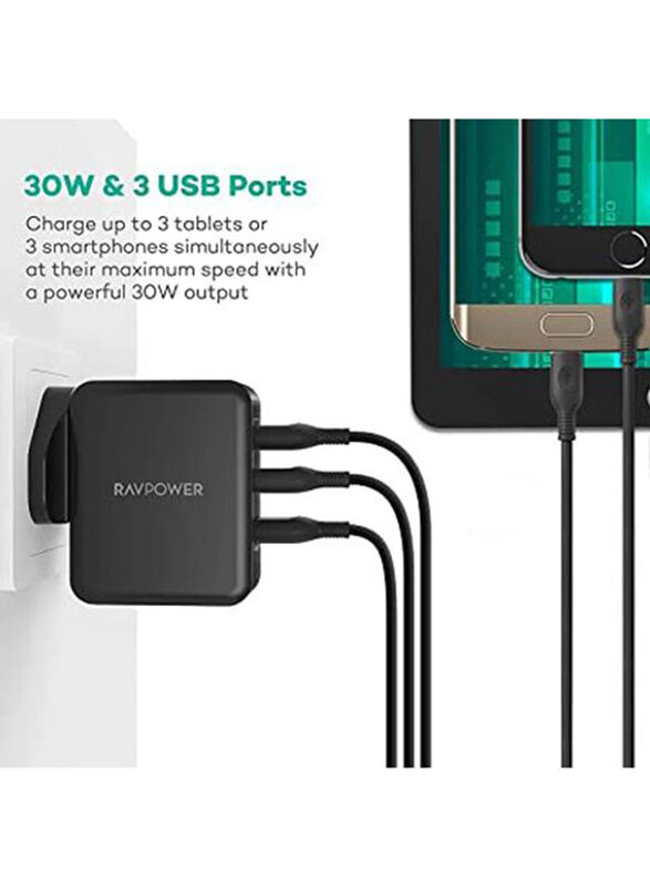 Rav Power USB Wall Charger, Black