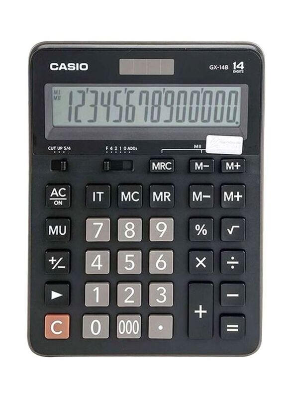 Casio 14-Digits Basic Calculator, GX14B, Black/Grey