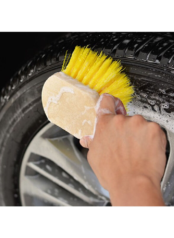 Stiff PVC Bristles Tire & Wheel Brush, Yellow